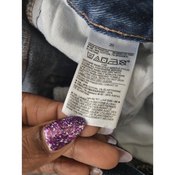 Old Navy Womens OG Straight Jean Shorts Blue Distressed Stretch, Size 20 Plus - Picture 6 of 6